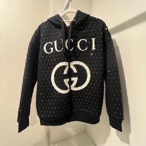 Authentic Gucci Black Crystal Hooded Jacket